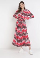 Czerwona Sukienka Nephohsa. Czerwone sukienki Born2be, m, bez wzorów, z materiału, eleganckie, bez kołnierzyka, bez ramiączek, maxi, koszulowe. Za 159.99 zł.
