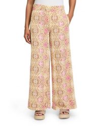 CARTOON Spodnie w kolorze różowo-beżowym rozmiar: 40. Brązowe spodnie materiałowe Cartoon, bez wzorów, z materiału, z podwyższonym stanem. Za 130.99 zł.