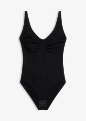 Body modelujące, bezszwowe, średni stopień modelowania sylwetki. Czarne bielizna modelująca bonprix, bez wzorów, bez ramiączek. Za 32.99 zł.