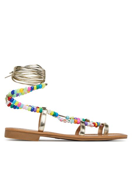 DeeZee Sandały 3575 Złoty. Żółte sandały DeeZee, bez wzorów, z materiału, bez obcasa, na płaskiej podeszwie, bez zapięcia. Za 139.99 zł.