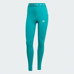 Legginsy Techfit Stash Pocket Full-Length. Niebieskie legginsy adidas, bez wzorów, z materiału. W wyprzedaży za 159.20 zł.