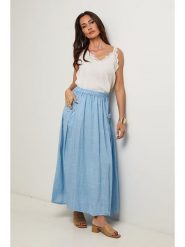 Le Monde du Lin Lniana spódnica w kolorze błękitnym rozmiar: 36/38. Niebieskie spódnice Le Monde du Lin, bez wzorów, ze lnu, maxi. Za 152.99 zł.