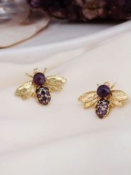 L'Atelier de Gaia Pozłacane kolczyki-wkrętki z ametystem i cyrkoniami rozmiar: onesize. Różowe kolczyki L'Atelier de Gaia, z ametystem, pozłacane. Za 43.99 zł.