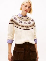 Tommy Hilfiger Wełniany sweter Kobiety Wełna beżowy|brązowy, L. Brązowe swetry Tommy Hilfiger, l, bez wzorów, prążkowane, bez ramiączek. Za 549.95 zł.