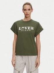 PINKO T-Shirt 104605 A2D1 V49 Zielony Regular Fit. Zielone t-shirty Pinko, xs, bez wzorów, z bawełny, bez kołnierzyka, bez ramiączek. Za 279.99 zł.