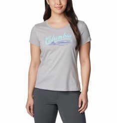 COLUMBIA Koszulka damska Daisy Days SS Graphic Tee columbia grey heather-S. Szare t-shirty sportowe Columbia, s, bez wzorów, z bawełny, bez ramiączek, trekkingowe. Za 63.95 zł.