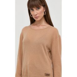 Twinset sweter wełniany damski kolor beżowy lekki. Brązowe swetry Twinset, l, bez wzorów, z dzianiny, bez ramiączek. Za 909.99 zł.