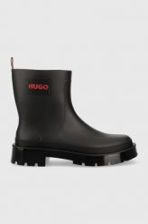 HUGO kalosze Jin damskie kolor czarny 50487964. Czarne kalosze Hugo, bez wzorów, z gumy, bez zapięcia. Za 499.99 zł.