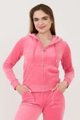 JUICY COUTURE Różowa bluza Robertson Hoodie. Czerwone bluzy Juicy Couture, s, bez wzorów, bez ramiączek, bez kaptura. W wyprzedaży za 350.99 zł.