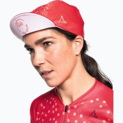Czapka rowerowa Schöffel Cornei. Czerwone czapki z daszkiem Schöffel, bez wzorów. Za 179.99 zł.