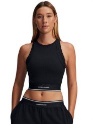 Under Armour Top "Meridian" w kolorze czarnym rozmiar: L. Czarne topy sportowe Under Armour, l, bez wzorów, prążkowane. Za 127.95 zł.