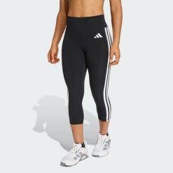 Legginsy 3/4 Optime Essentials Workout 3-Stripes. Białe legginsy adidas, bez wzorów, sportowe. Za 179.00 zł.