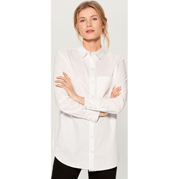 Długa koszula oversize Biały Koszule Mohito. Za 119.99 Długa koszula oversize Biały Białe koszule damskie