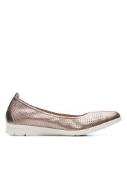 Clarks Skórzane baleriny w kolorze złotym rozmiar: 39. Żółte baleriny Clarks, bez wzorów, bez obcasa, bez zapięcia. Za 159.21 zł.