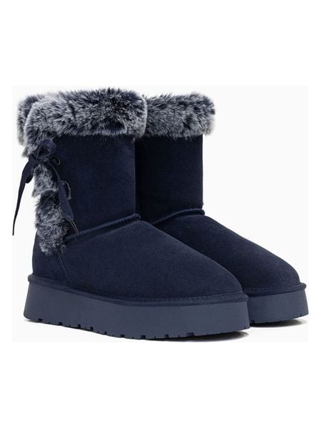 Gooce Skórzane kozaki zimowe "Alissa" w kolorze granatowym rozmiar: 36. Niebieskie kozaki Gooce, na zimę, bez wzorów, ze skóry, eleganckie, bez obcasa, na platformie, bez zapięcia. Za 239.99 zł.