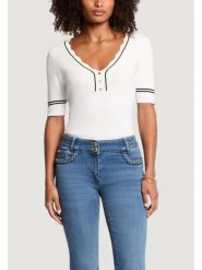 Morgan Bluzka 261-MIREN Biały Slim Fit. Białe bluzki Morgan, xl, bez wzorów, z wiskozy, bez kołnierzyka, bez ramiączek. Za 149.99 zł.