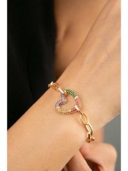 Heliophilia Pozłacana bransoletka z elementem ozdobnym rozmiar: onesize. Żółte bransoletki Heliophilia, z cyrkonią, metalowe. Za 39.99 zł.