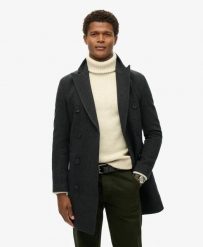 Superdry Płaszcz The Merchant Store Town Coat – Wełniana mieszanka. Czarne płaszcze Superdry, l, bez wzorów, z materiału, klasyczne, bez kaptura. Za 1,065.75 zł.