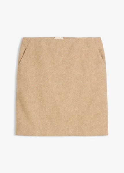 Spódnica ołówkowa. Brązowe spódnice bonprix, bez wzorów, z wełny, ołówkowe. Za 129.99 zł.