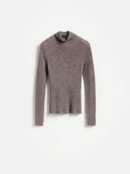 Golf z wełny merino - brązowy. Brązowe swetry Reserved, l, bez wzorów, z wełny, bez ramiączek. Za 199.99 zł.