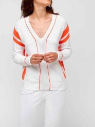 Sweter Damski TBS Malenpul. Białe swetry TBS, na lato, l, bez wzorów, z materiału, eleganckie, bez ramiączek. Za 259.00 zł.