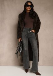 Czarne Jeansy Dzwony High Waist z Dodatkiem Wiskozy Unenaia. Czarne jeansy Renee, s, bez wzorów, z jeansu, retro, z podwyższonym stanem, krótkie. Za 109.99 zł.