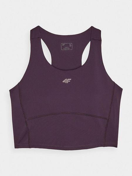 4F Top sportowy w kolorze fioletowym rozmiar: XL. Różowe topy sportowe 4f, xl, bez wzorów, z materiału, outdoorowe. Za 66.00 zł.
