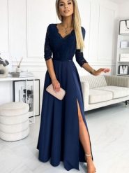 Sukienka Model Amber 309-6 Navy - Numoco. Niebieskie sukienki NUMOCO, na co dzień, l, bez wzorów, z elastanu, eleganckie, bez kołnierzyka, plus size, bez ramiączek, maxi, proste. Za 726.43 zł.