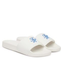 Klapki Tommy Hilfiger. Białe klapki Tommy Hilfiger, bez wzorów, bez obcasa, bez zapięcia. Za 169.99 zł.