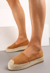Brązowe Klasyczne Wsuwane Espadryle z Plecionką Wokół Podeszwy Gemelle. Brązowe espadryle Born2be, bez wzorów, biznesowe, bez obcasa. Za 119.99 zł.