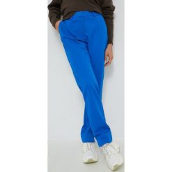 Pieces spodnie Malie damskie proste high waist. Niebieskie spodnie materiałowe Pieces, bez wzorów, z materiału, z podwyższonym stanem. Za 189.99 zł.