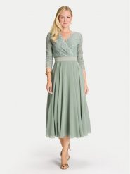 Swing Sukienka koktajlowa 5AE29100 Zielony Regular Fit. Zielone sukienki Swing, bez wzorów, z syntetyku, wizytowe, bez kołnierzyka, bez ramiączek. Za 599.99 zł.