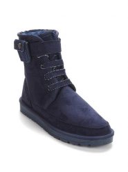 ISLAND BOOT Botki zimowe "Imaan" w kolorze granatowym rozmiar: 39. Niebieskie botki Island Boot, z aplikacjami, z materiału, z okrągłym noskiem, bez obcasa, bez zapięcia. Za 190.06 zł.