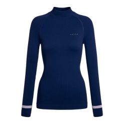 Damska koszulka z długim rękawem typu turtleneck Falke Warm. Niebieskie t-shirty sportowe Falke, bez wzorów, bez ramiączek, na golfa. Za 320.50 zł.