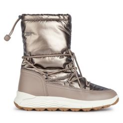 Śniegowce Geox. Szare śniegowce Geox, bez wzorów, bez zapięcia. Za 799.99 zł.