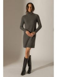 Perfect Cashmere Kaszmirowa sukienka dzianinowa "Amanda" w kolorze szarym rozmiar: XXL. Szare sukienki Perfect Cashmere, na co dzień, xxl, bez wzorów, z dzianiny, bez kołnierzyka, bez ramiączek, midi, proste. Za 418.69 zł.