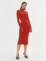 Patrizia Pepe Sukienka dzianinowa 2A2612/K002-R808 Czerwony Slim Fit. Czerwone sukienki Patrizia Pepe, bez wzorów, z dzianiny, bez kołnierzyka, bez ramiączek. Za 719.99 zł.