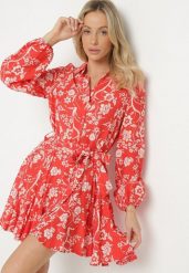 Czerwona Sukienka z Wiskozą w Kwiatowy Wzór z Koszulową Górą Karilsa. Czerwone sukienki Born2be, na co dzień, l, bez wzorów, z wiskozy, eleganckie, bez kołnierzyka, bez ramiączek, mini, koszulowe. W wyprzedaży za 118.99 zł.