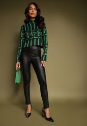 Czarne Legginsy z Imitacji Skóry High Waist z Ociepleniem Felilith. Czarne legginsy Renee, bez wzorów, z jeansu, eleganckie, długie. Za 39.99 zł.