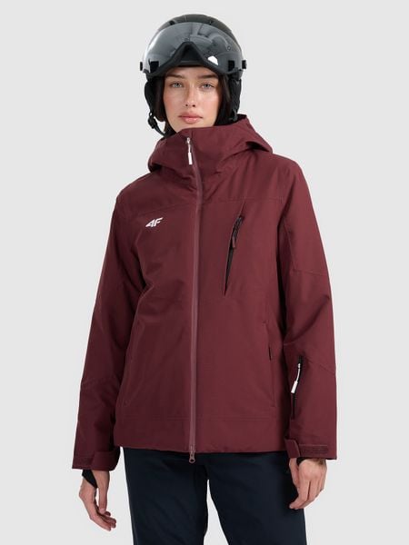 4F Kurtka narciarska membrana 8000 damska - burgundowa S. Czerwone kurtki narciarskie 4f, na zimę, m, bez wzorów, bez kaptura, narciarskie. Za 599.99 zł.