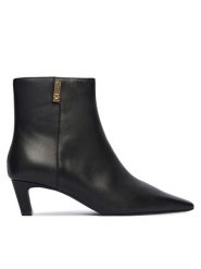 Tommy Hilfiger Botki Th Square Toe Kitten Bootie FW0FW08768 Czarny. Czarne botki Tommy Hilfiger, bez wzorów, ze skóry, bez obcasa, na słupku, bez zapięcia. Za 679.99 zł.