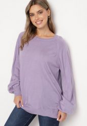 Fioletowy Sweter o Kroju Oversize z Szerokimi Ściągaczami Nittia. Fioletowe swetry Born2be, m, bez wzorów, biznesowe, bez ramiączek. W wyprzedaży za 84.99 zł.