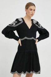 Twinset sukienka kolor czarny mini rozkloszowana. Czarne sukienki Twinset, bez wzorów, bez kołnierzyka, bez ramiączek, maxi, rozkloszowane. Za 1,209.90 zł.