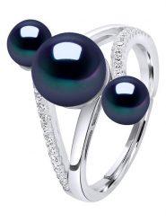 Pearl Addict Srebrny pierścionek z perłami rozmiar: onesize. Niebieskie pierścionki Pearl Addict, z cyrkonią, srebrne. Za 260.99 zł.