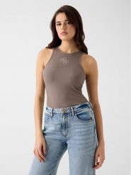 Guess T-Shirt 180724 Brązowy Classic Fit. Brązowe t-shirty Guess, xl, z aplikacjami, bez kołnierzyka, bez ramiączek. Za 174.99 zł.