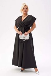 Elegancka czarna sukienka Flavia na wesele PLUS SIZE XXL. Czarne sukienki Moda Size Plus Iwanek, na imprezę, plus size, bez wzorów, z elastanu, eleganckie, bez kołnierzyka, plus size, bez ramiączek, mini, kopertowe. Za 429.90 zł.