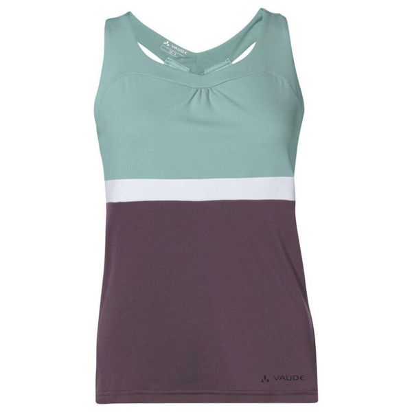 Koszulka kolarska damska Vaude Advanced Top. Fioletowe topy Vaude, bez wzorów, z poliesteru, sportowe, bez kołnierzyka, bez ramiączek. W wyprzedaży za 115.00 zł.