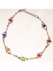 MENTHE À L'O Naszyjnik z elementami ozdobnymi - dł. 45 cm rozmiar: onesize. Szare naszyjniki MENTHE À L'O, z materiału, szklane. Za 83.03 zł.