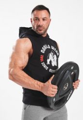 Marshall Bluza z kapturem bez rękawów - Czarny. Czarne bluzy GORILLA WEAR, l, bez wzorów, z bawełny, z kapturem, na fitness i siłownię. Za 305.00 zł.