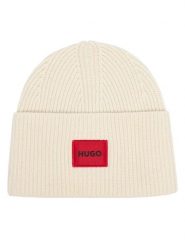 HUGO Czapka Saffa 50502579 Kremowy. Białe czapki zimowe Hugo, bez wzorów, z wełny. Za 299.99 zł.